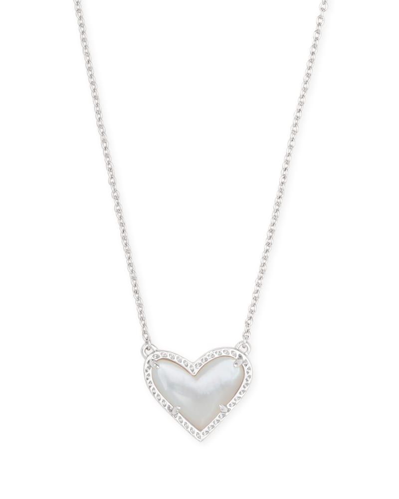 Kendra Scott Ari Heart Silver Pendant Necklace in Watercolor