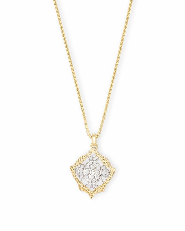 Kendra Scott Aiden Gold Long Pendant Necklace in Gold Filigree Mix