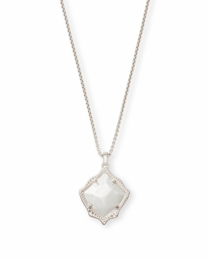 Kendra Scott Kacey Silver Long Pendant Necklace in Pearl The