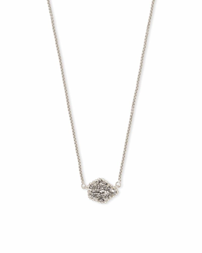 Kendra Scott Tess Silver Pendant Necklace in Platinum Drusy The