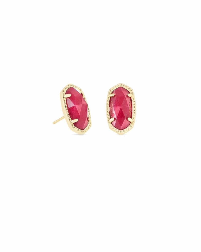 Kendra Scott Ellie Gold Stud Earrings in Maroon Jade Bethesda Row