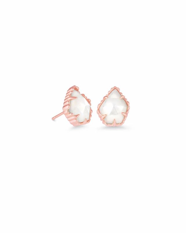 Kendra Scott Tessa Rose Gold Stud Earrings in Ivory Pearl