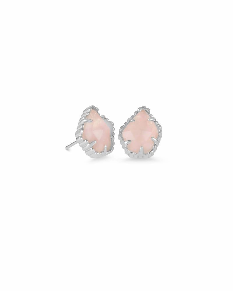 Kendra Scott Tessa Silver Stud Earrings in Rose Quartz The