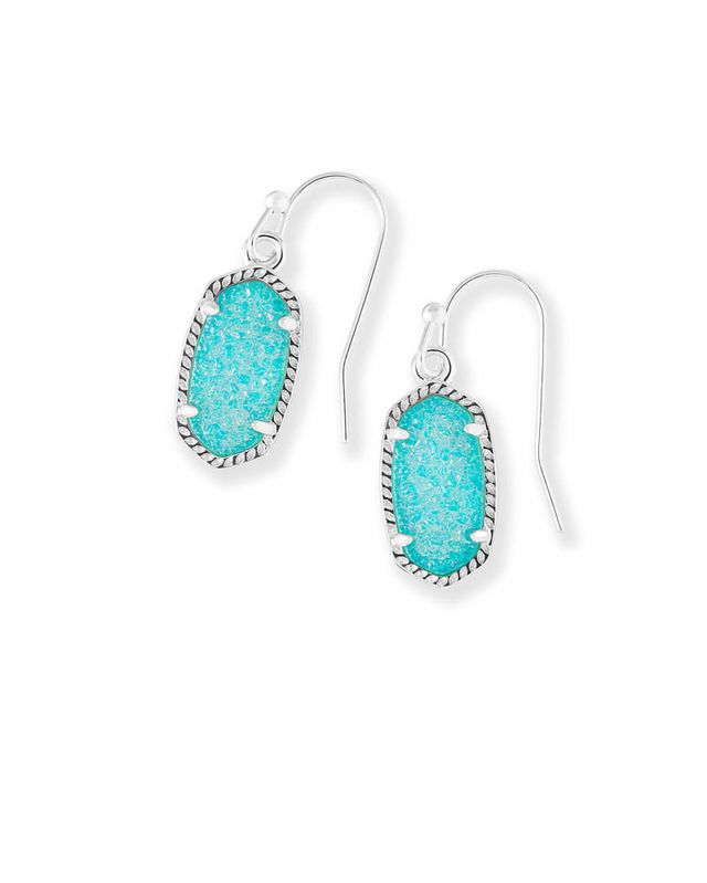Kendra Scott Lee Silver Drop Earrings in Platinum Drusy The