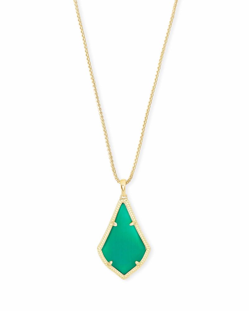 Kendra Scott Alex Gold Pendant Necklace in Emerald Cat s Eye The