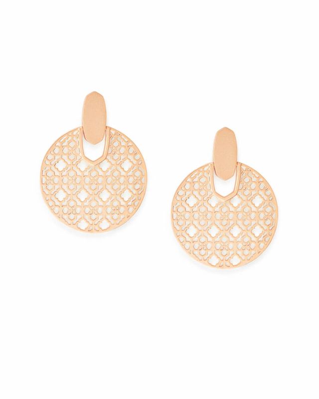 Kendra Scott Didi Rose Gold Statement Earrings in Rose Gold Filigree