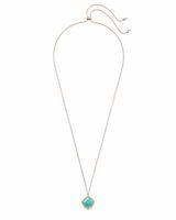 Kendra Scott Kacey Rose Gold Long Pendant Necklace in Teal