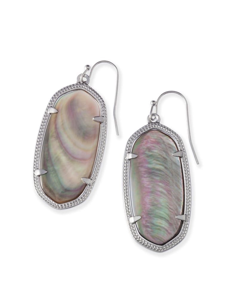 Kendra Scott Elle Silver Drop Earrings in Black Mother of Pearl