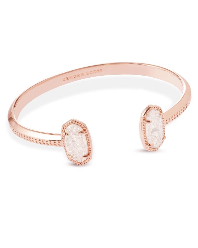 Kendra Scott Elton Rose Gold Cuff Bracelet in Iridescent Drusy