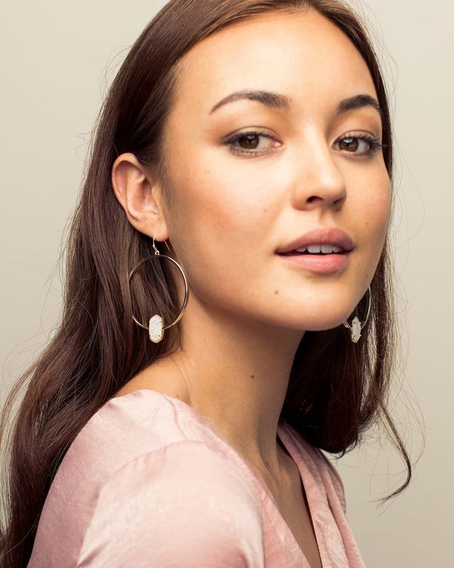 Kendra Scott Elora Gold Hoop Earrings in Aqua Howlite The Summit