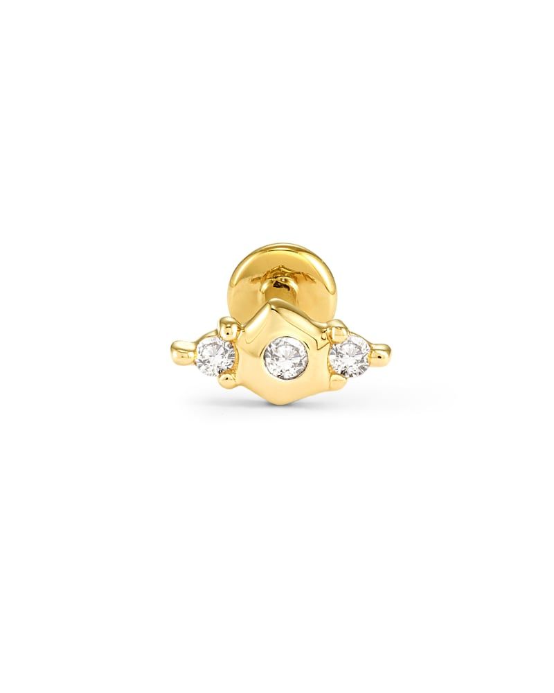 Kendra Scott Giselle 14k Yellow Gold Stud Earring in White Diamond