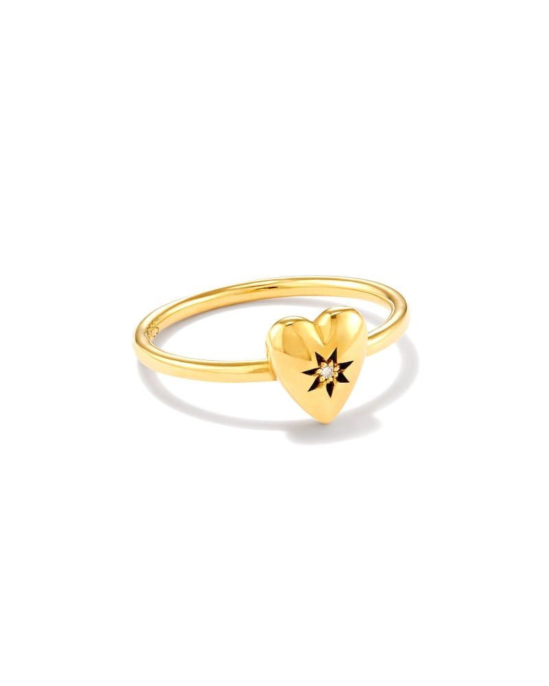 Kendra Scott Angie Heart Bright Cut Band Ring 18k Yellow Gold