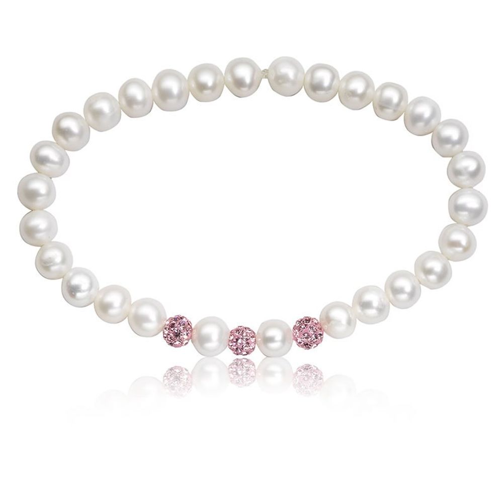 Rogers Hollands Jewelers Baby Pearl Pink Crystal Stretch