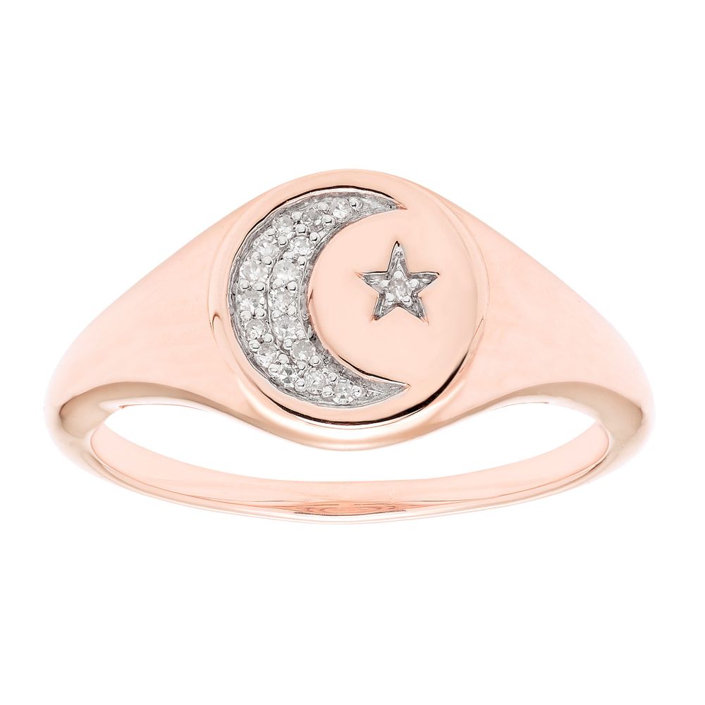 Rogers Hollands Jewelers Diamond Celestial Signet Ring in 14k