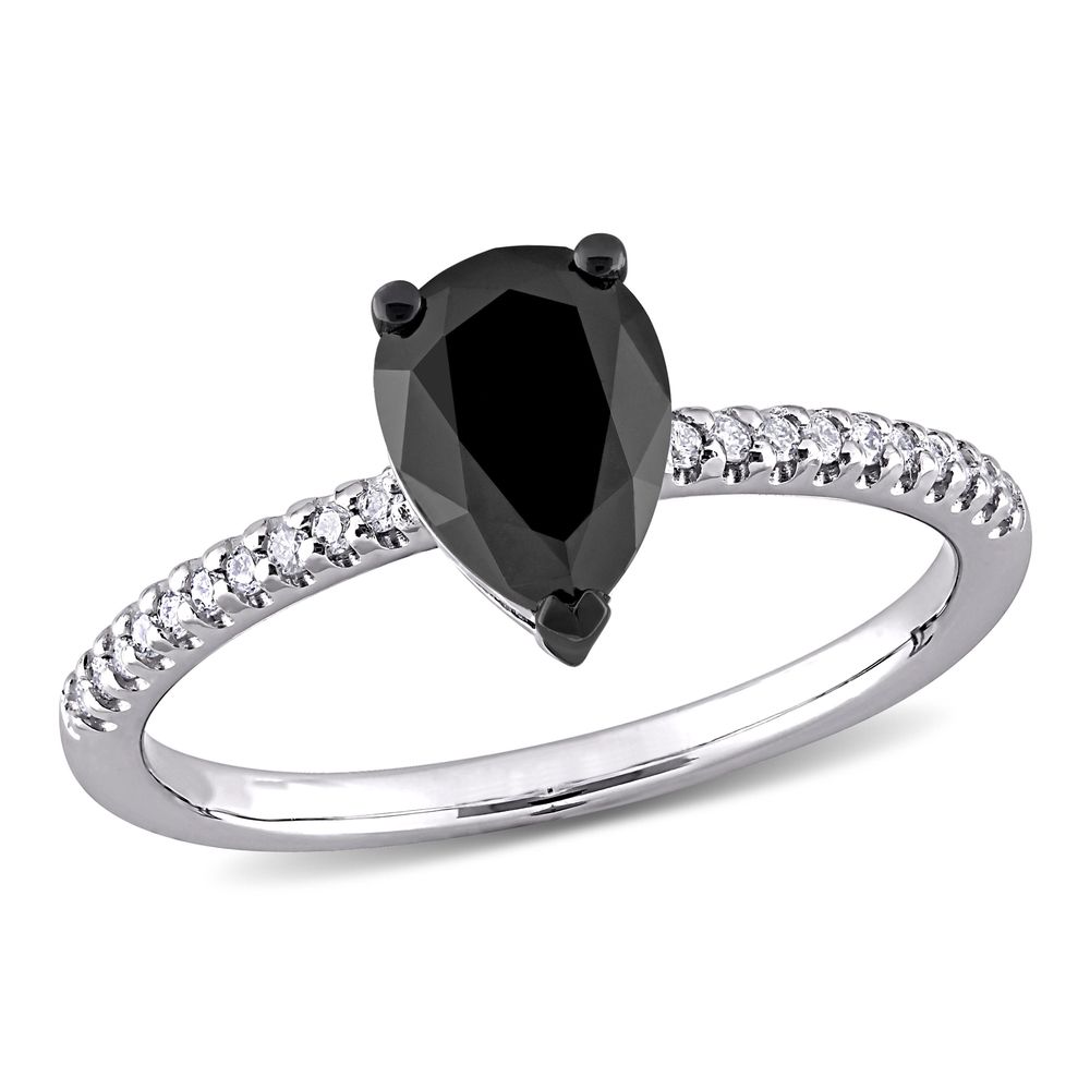 Rogers Hollands Jewelers Pear Black Diamond Engagement Ring in