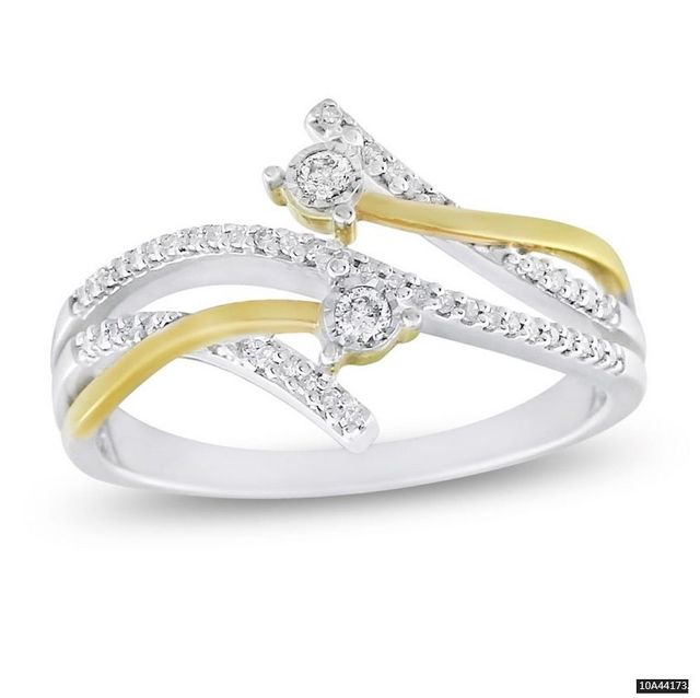 Rogers & Hollands® Jewelers Diamond Pave Bypass Ring in 10k White ...