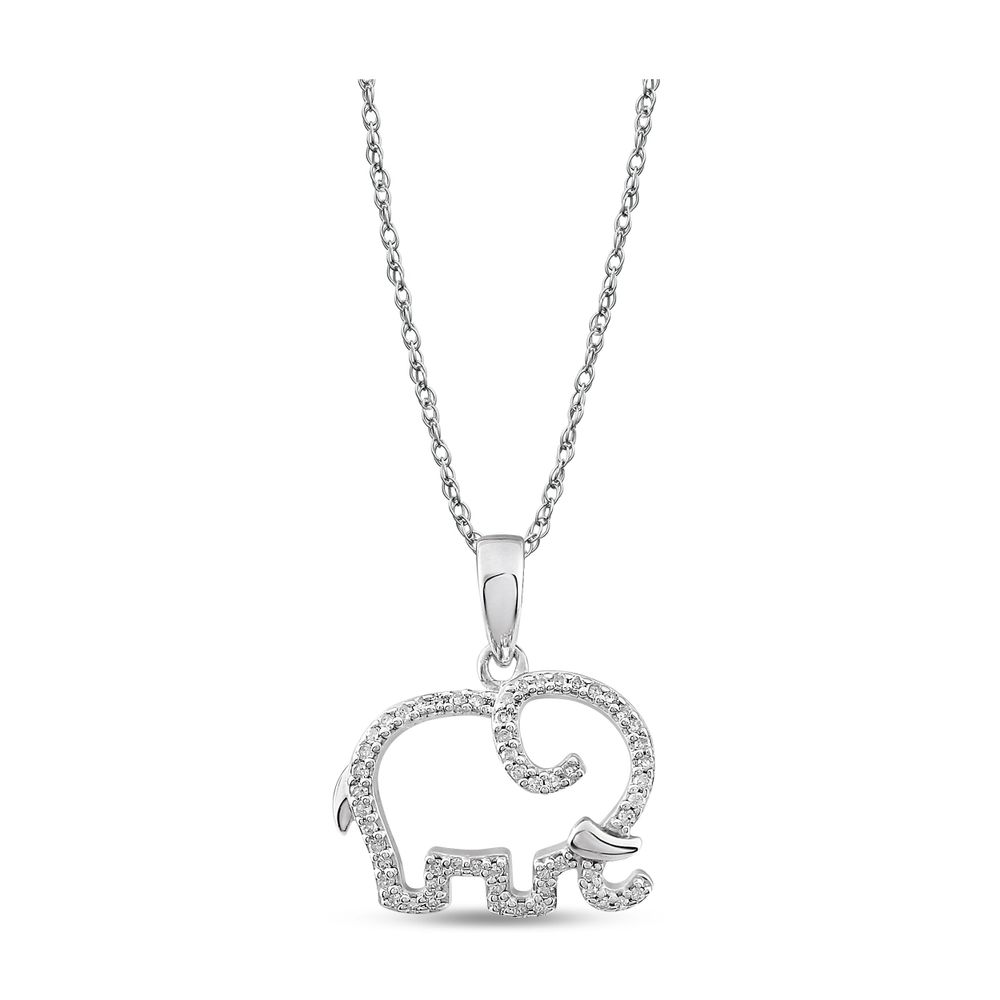 Rogers Hollands Jewelers Diamond Elephant Necklace in Sterling