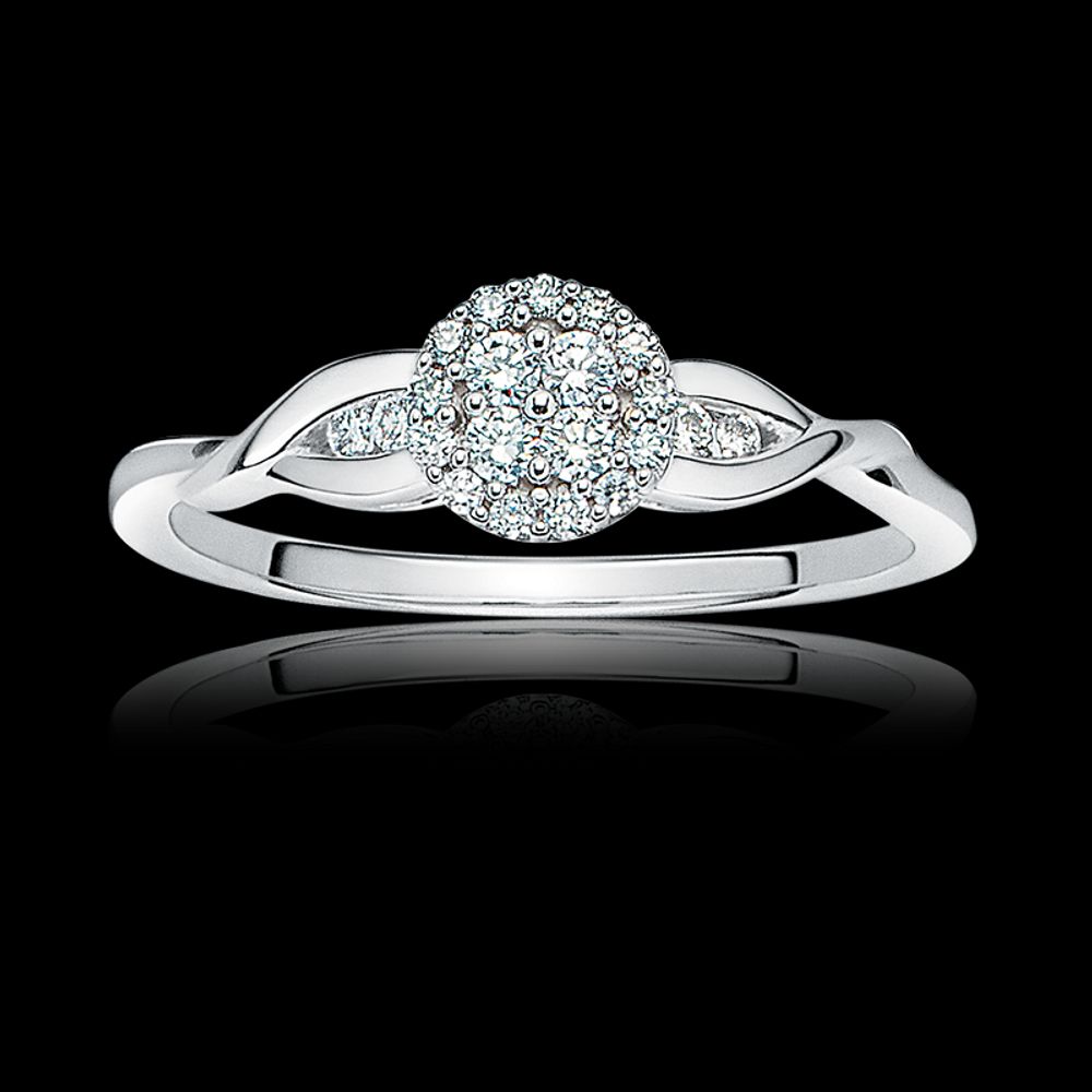 Rogers Hollands Jewelers Diamond Round Cluster Promise Ring in