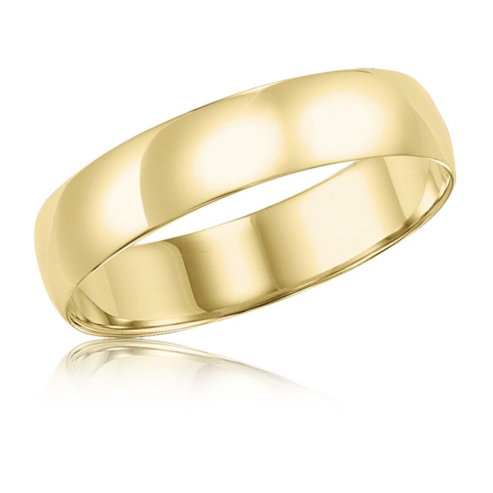 Men's 14k yellow gold 5mm comfort fit wedding band ring top