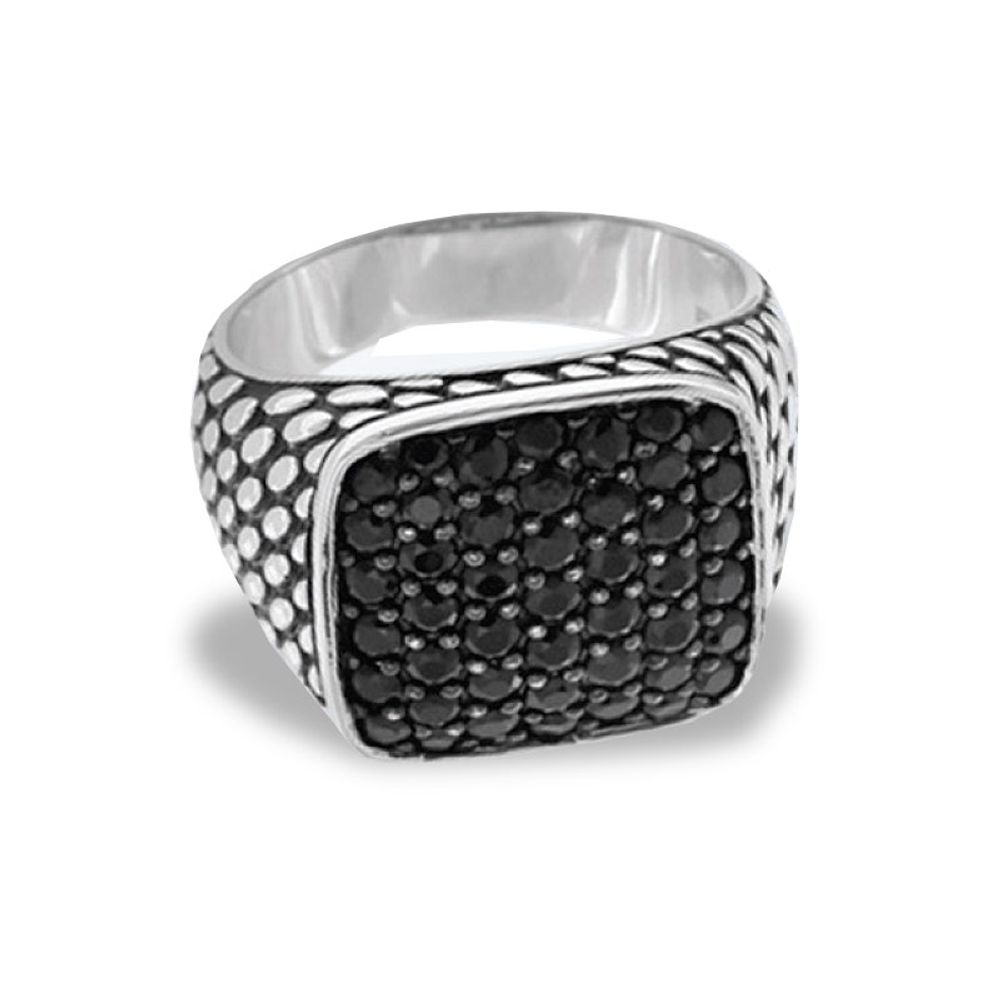 Rogers & Hollands® Jewelers EFFY Men's Black Spinel Ring in Sterling ...