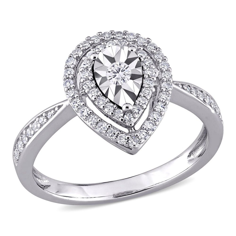 Rogers Hollands Jewelers Diamond Double Halo Teardrop 3 8ctw