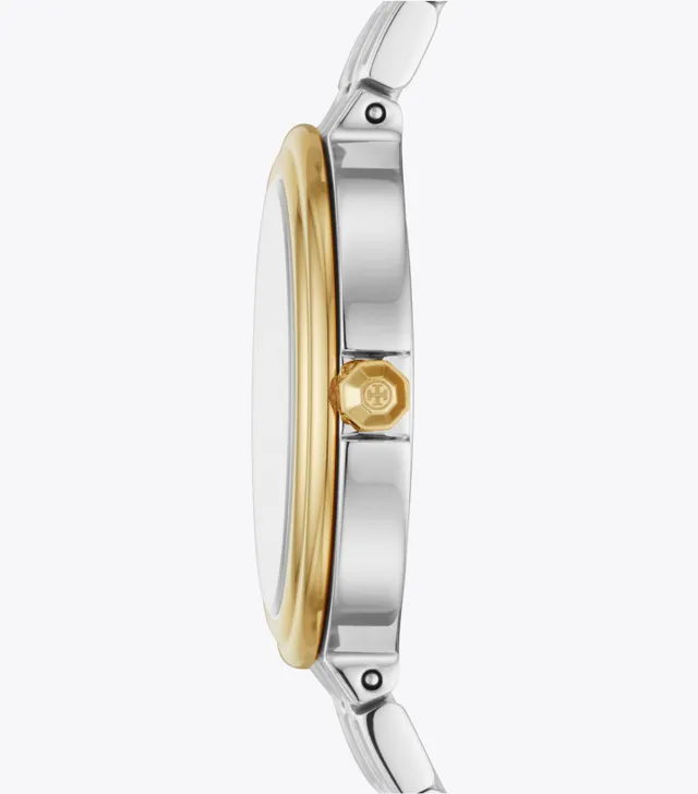 Tory Burch Bailey Watch Two Tone Stainless Steel Gold Tone Ivory