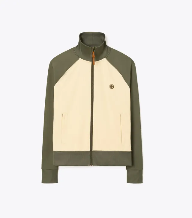 【TORY SPORT】VELOUR COLORBLOCK TRACK JACKET Tory Sport Color-block Cotton-blend Velour Track Jacket In