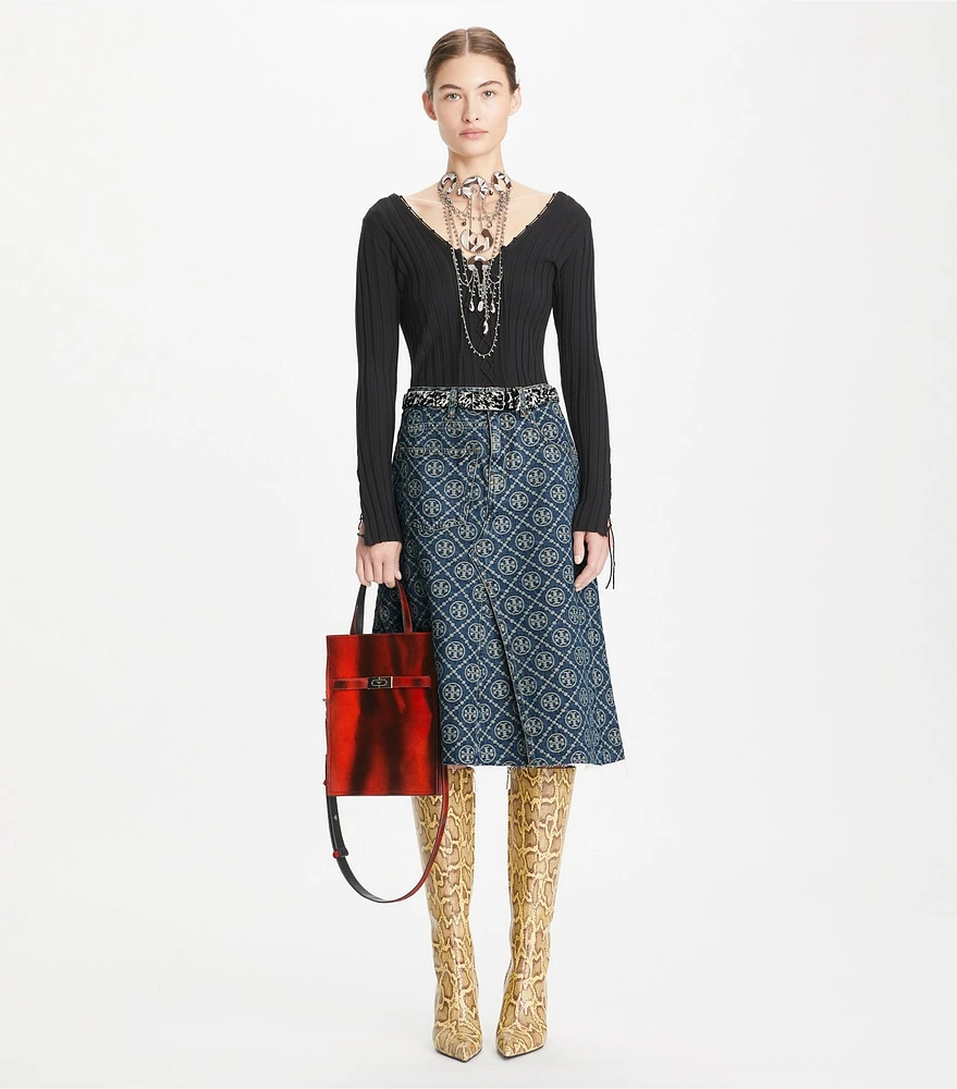 Tory Burch Deconstructed Denim Skirt | The Summit