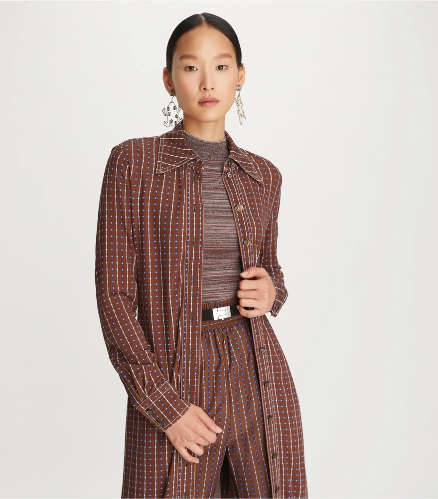 Tory Burch Dotted Windowpane Knit Polo Dress | The Summit Tory Burch Dotted Windowpane Knit Polo Dress | The Summit