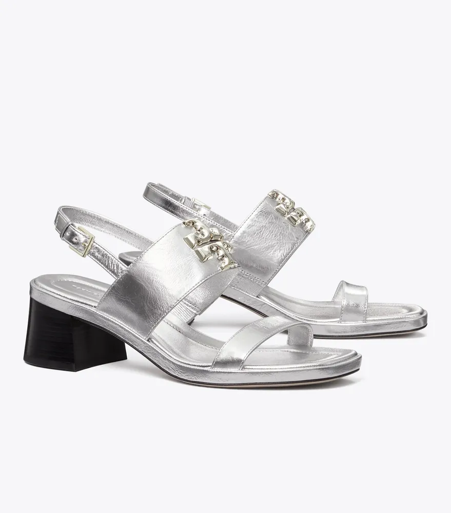 Tory burch black and silver top sandals