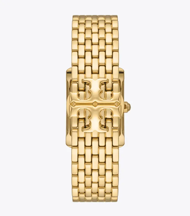 Tory Burch Eleanor Watch, Luggage Leather/Gold-Tone Stainless