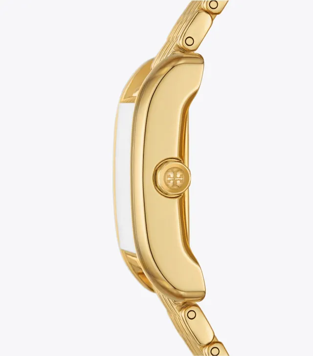 Tory Burch Eleanor Watch, Luggage Leather/Gold-Tone Stainless