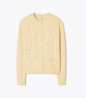 Tory Burch Marled Crewneck Cardigan | The Summit Tory Burch Marled Crewneck Cardigan | The Summit