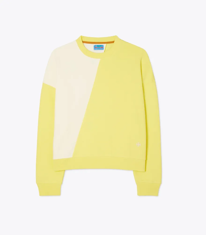 Tory Sport French Terry Diagonal Colorblock Crewneck The Summit