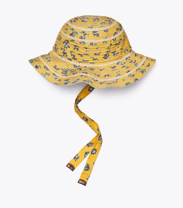 Tory Burch Garden Rose Mixed-Material Bucket Hat | The Summit