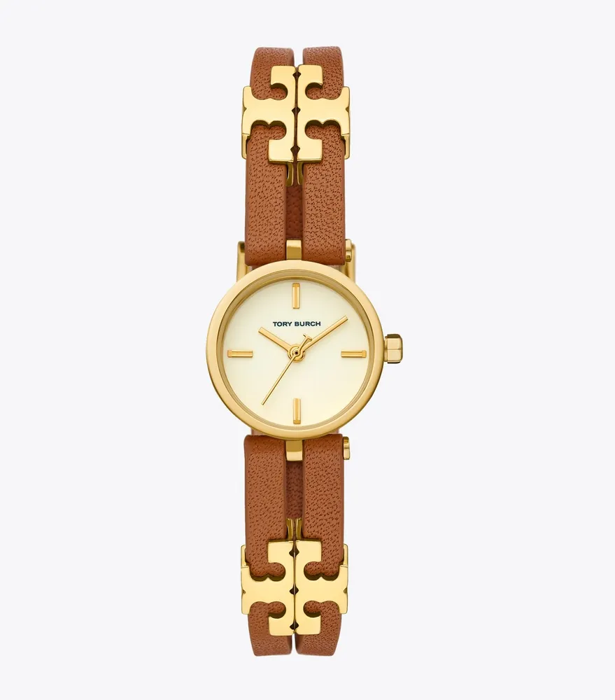 Tory Burch Kira Watch Luggage Leather Gold Tone 22 x 28 MM