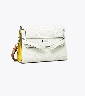 Tory Burch Petite Lee Radziwill Snake Embossed Double Bag