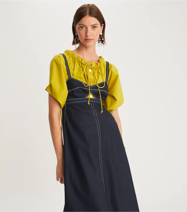 Tory Burch Perforated Poplin Cut-Out Dress | The Summit Tory Burch Perforated Poplin Cut-Out Dress | The Summit