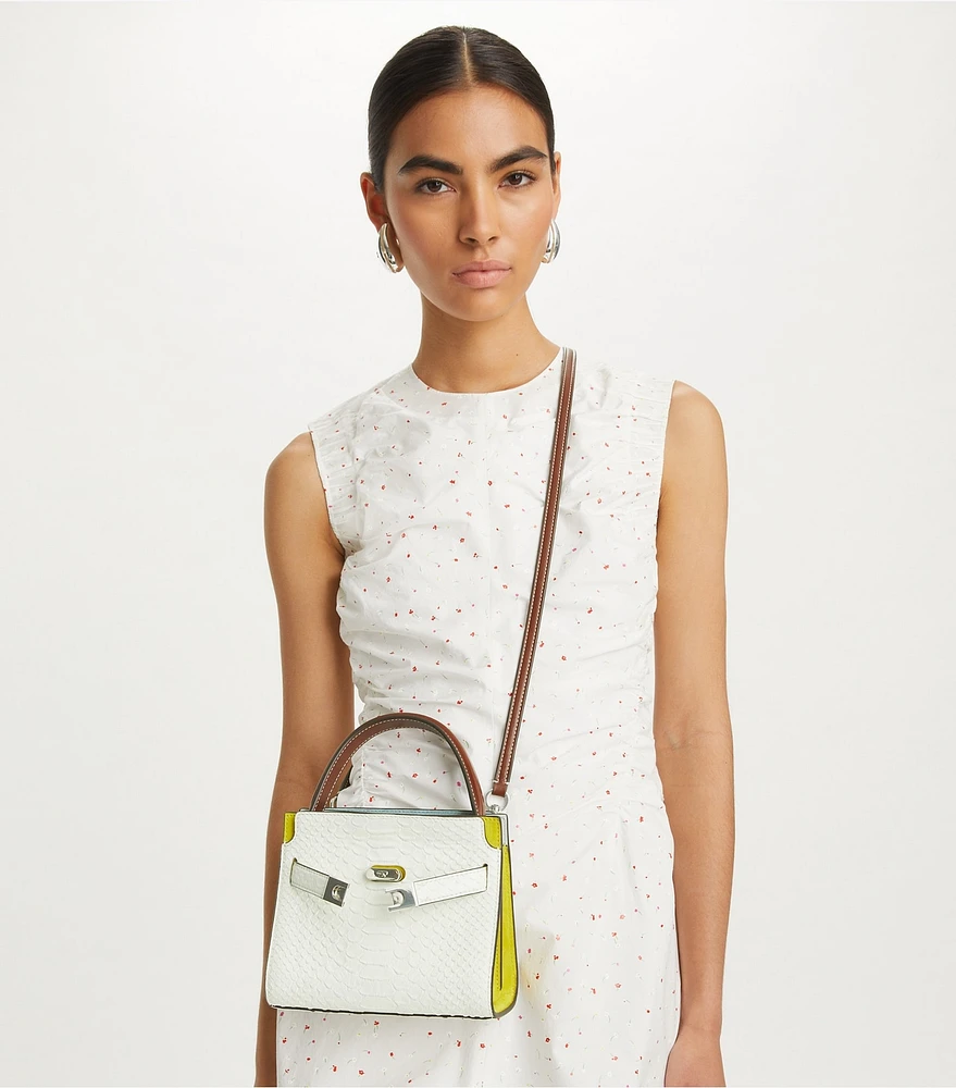 Tory Burch Petite Lee Radziwill Snake Embossed Double Bag
