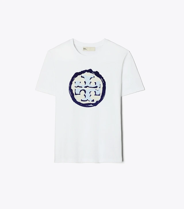 【送料&関税込】Tory Burch Logo Embellished Crewneck T-shirt Embroidered Logo T-Shirt: Women's Designer Tops | Tory Burch
