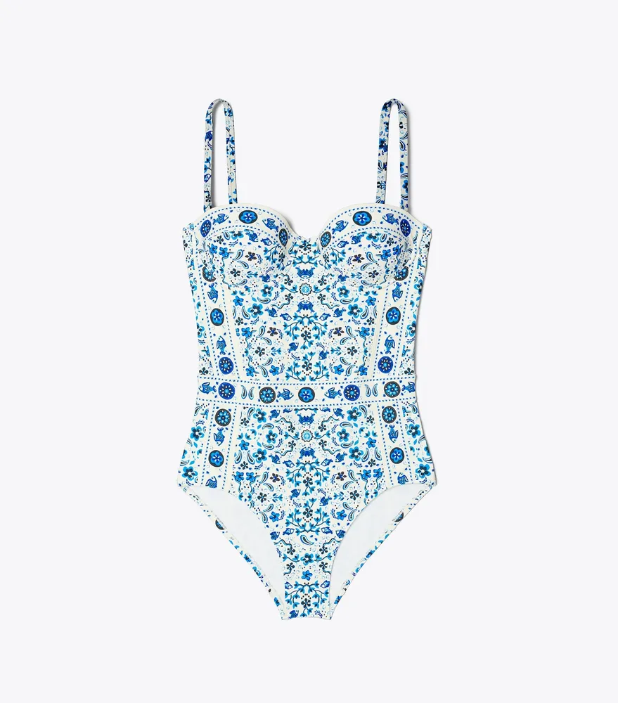 Tory Burch Printed Underwire One Piece Swimsuit The Summit