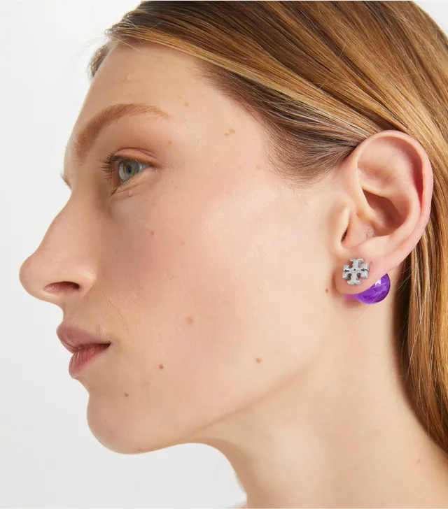 Tory burch logo flower best sale resin stud earring
