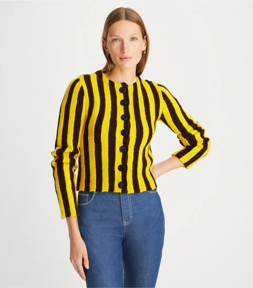 Tory Burch Shrunken Rib Cardigan | The Summit Tory Burch Shrunken Rib Cardigan | The Summit