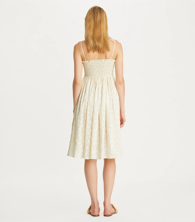 送料&関税込み★Tory Burch★SMOCKED SILK AND VISCOSE DRESS Shoulder Tie Smocked Viscose Dress: Women's Designer Dresses