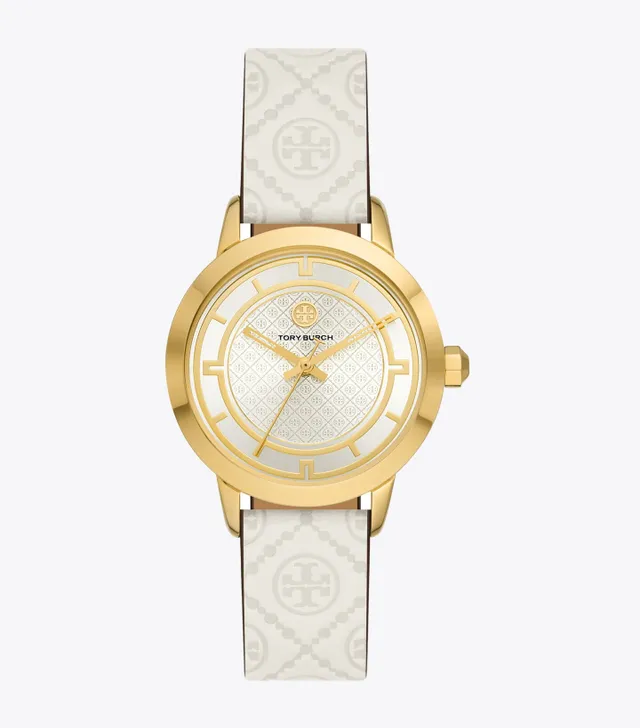 Tory Burch Izzie Watch Pink Rubber Ivory 36 X 36 MM The Summit