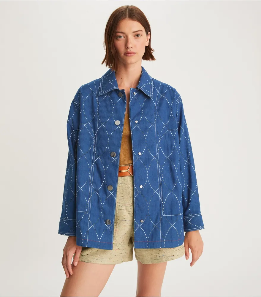 Tory Burch Topstitch Denim Jacket | The Summit
