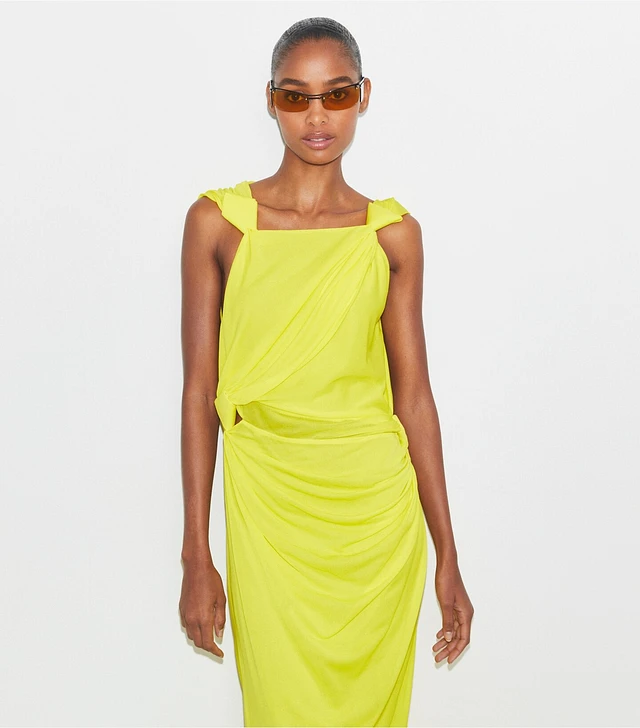 ワンピース Tory Burch SS24 Dress with front knot (156218 001) Viscose Knot Dress: Women's Designer Dresses | Tory Burch
