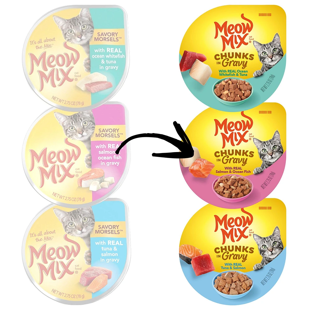 Meow Mix Wet Cat Food Adult Ocean Whitefish Tuna Salmon The