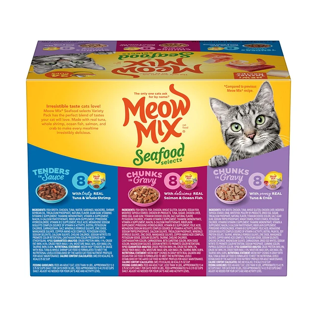 Meow Mix Wet Cat Food All Ages Tuna Shrimp Salmon Ocean Fish