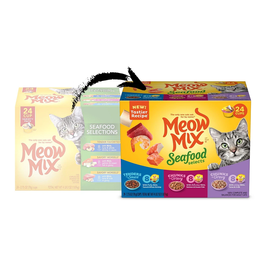 Meow Mix Wet Cat Food All Ages Tuna Shrimp Salmon Ocean Fish